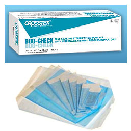 Duo-Check 2" x 8" Triple Seal Paper/Blue Film Sterilization Pouch with Color Changing Indicator