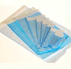 Duo-Check 4-1/4" x 11" Triple Seal Paper/Blue Film Sterilization Pouch with Color Changing