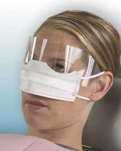 Patient Safety Mask with Shield, White, Fluid Resistant, Latex-Free, 25/Bx