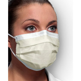 Procedural ASTM Level 2 Earloop Face Mask, Fluid Resistant, Yellow, 50/Bx. Latex free, BFE ≥ 98%