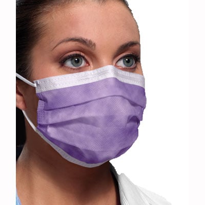 Procedural Ear-Loop Face Mask - LAVENDER 50/Bx. Fluid Resistant Outer and Inner Layers. BFE ≥ 98%