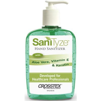 SaniTyze 70% Ethyl Alcohol Hand Sanitizer Gel 18oz Bottle. Contains Aloe Vera and Vitamin E