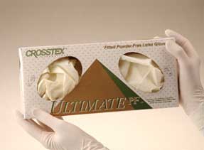 Ultimate Latex glove: Non-sterile, Powder-Free, Textured, size 6 1/2, Box of 50 Pairs