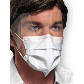 Ultra FogFree No-Fog Mask w/Shield - Blue. Fluid Resistant and No-Fog both Outer and Inner Layers