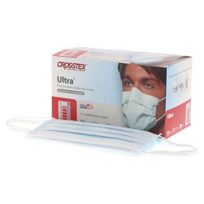 Ultra Earloop Mask, Blue, 40/Bx. BFE ≥ 98%, PFE ≥ 98% at 0.1 Micron, Latex Free, Extra Long