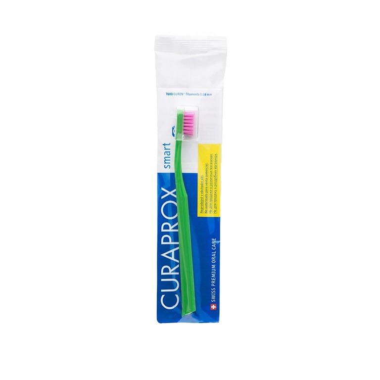 Curaprox CS Smart Toothbrush, Compact Head, 1/Pk. Features 7,600 ultra-fine curen filaments