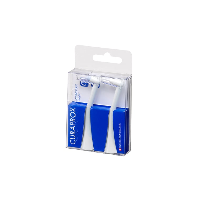 Curaprox Hydrosonic Brush Single Head, 2/Pk. Designed with single-tuft for precision cleaning