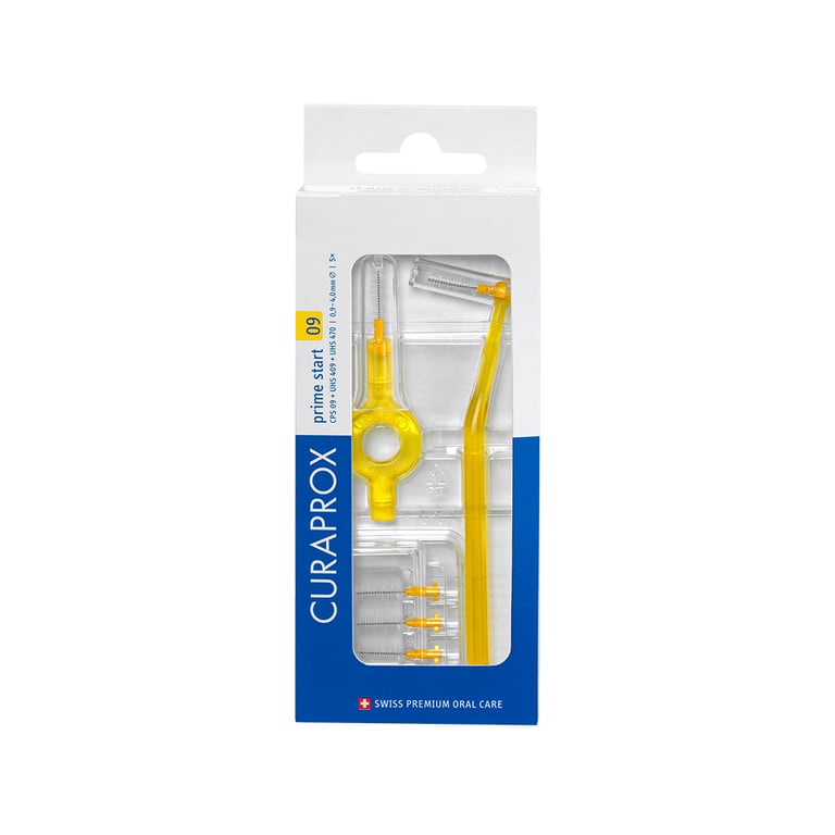 Curaprox CPS 09 Prime Start Interdental Brush Set, 0.9 - 4.0mm, Yellow, Includes: 1 x