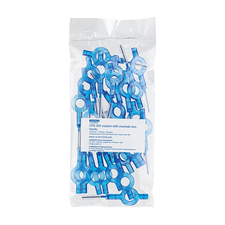 Curaprox CPS 505 Soft Implant Interdental Brush Refill, 25/Pk. Features ultra-slim surgical wire