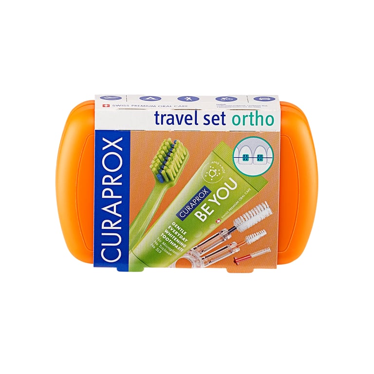 Curaprox CS 5460 Ortho Travel Set, Includes: 1 x (ortho toothbrush with central groove, 10ml Be