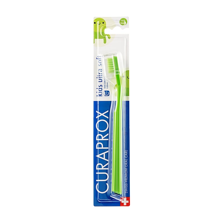 Curaprox Kids Toothbrush, Ultra Soft, 1/Pk. Features small head with 5,500 Curen filaments