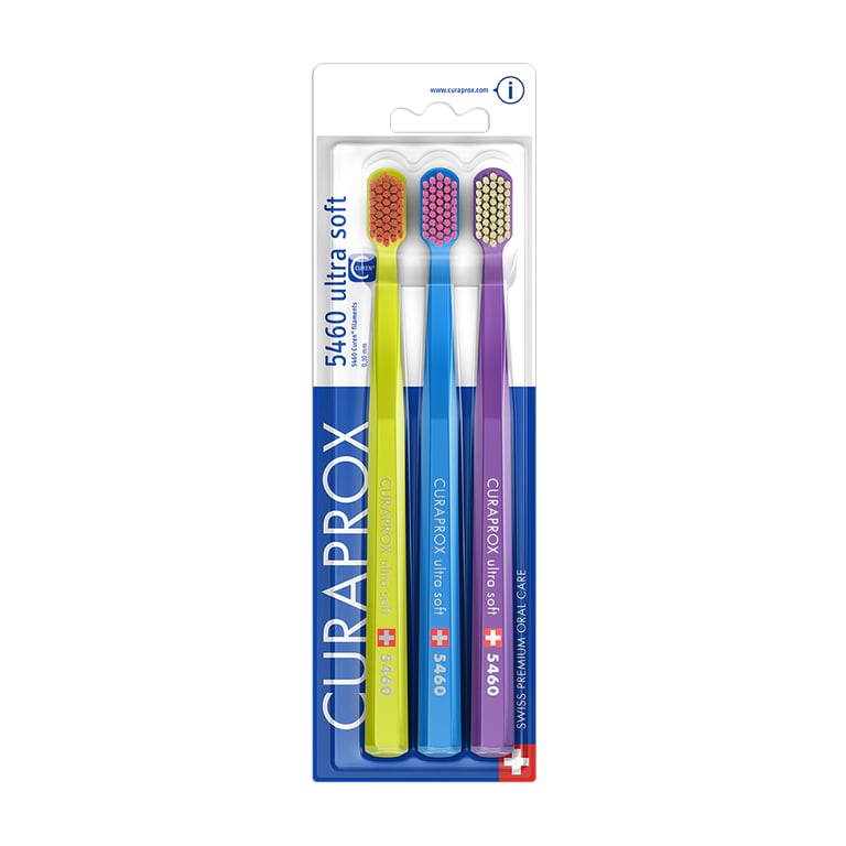Curaprox CS 5460 Toothbrush, Ultra Soft, 3/Pk. Features ultra-fine curen filaments (0.1mm)