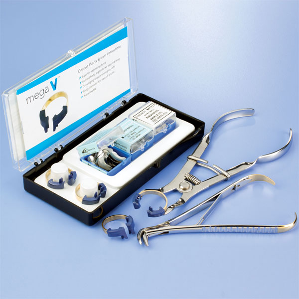 Mega V Contact Matrix System - Clinical Kit Plus: 4 Mega Rings, 100 Small Thin Flex Matrices, 100