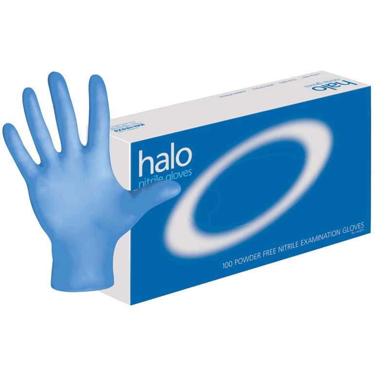 Halo Nitrile gloves: Non-Sterile, Powder-Free, Fully Textured / Micro-textured (HAL100M)