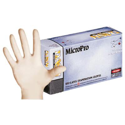 MicroPro Latex Gloves: X-SMALL Powder-Free, Textured, Non-Sterile 100/Bx