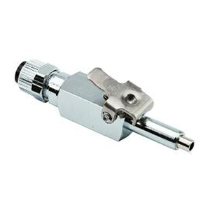 DCI Fitting, 1/4" Poly Q.D. w/ Shut-off, Male 1/4". For use with water or air. Single fitting