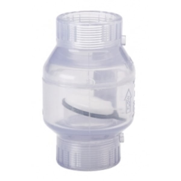 DCI Threaded PVC Swing Check Valve, 1 1/2" NPT for Tank Drains and Between Pumps. PVC NPT female