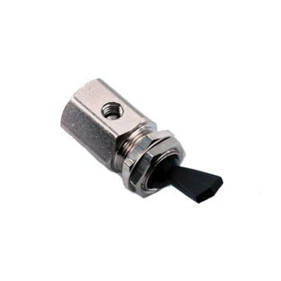 DCI Toggle Valve, On/Off, 2-Way, Gray, 1/Pk. Panel-mounting 15/32-32 thread with nut