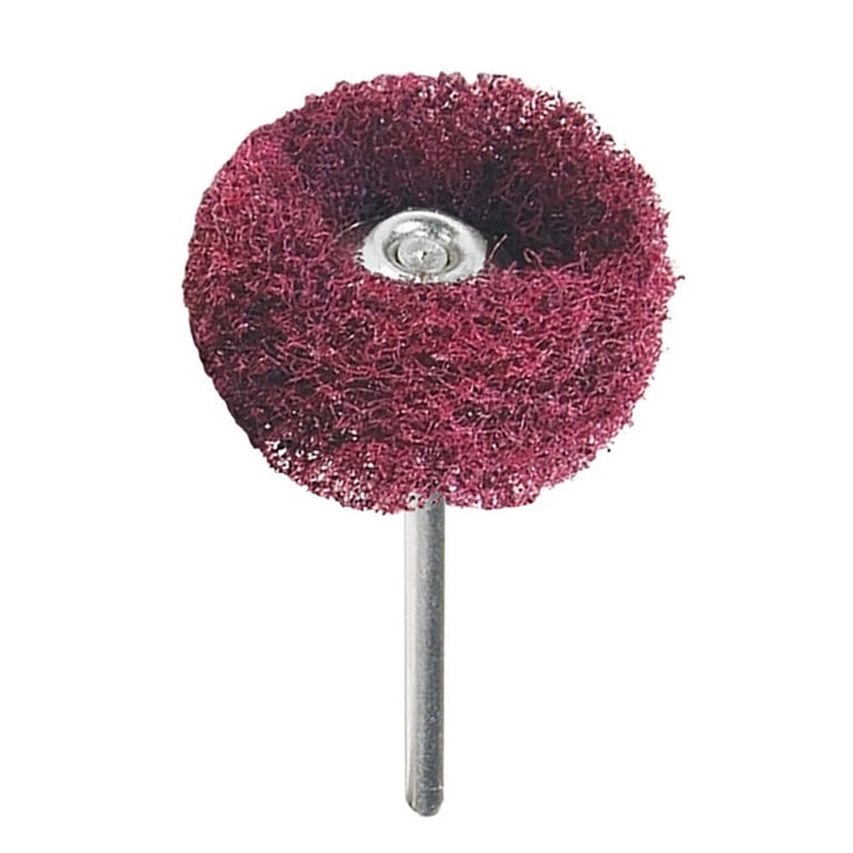 Dedeco 1" Aluminum Oxide Buffs, Fine, 360 grit, 1/8" Mandrel, Red, 12/Pk. Designed for finishing