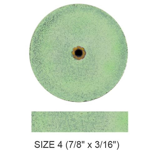 Koolies No Heat grinding wheels GREEN #4 Fine, 7/8" x 3/16", Box of 50 Wheels. Silicon Carbide