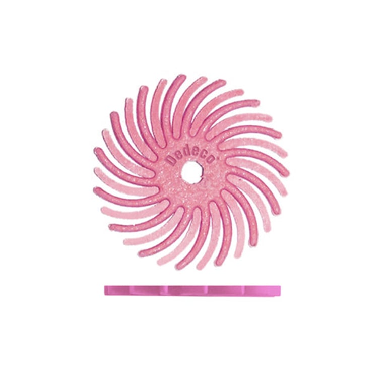 SUNBURST 5/8" TC Pumice Discs, Fine, 600 grit, Pink, 12/Pk. Designed for finishing and polishing