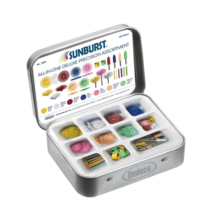 SUNBURST All-in-One 133-Piece Deluxe Assortment Kit. Includes: 4 each 5/8" and 7/8" TC discs