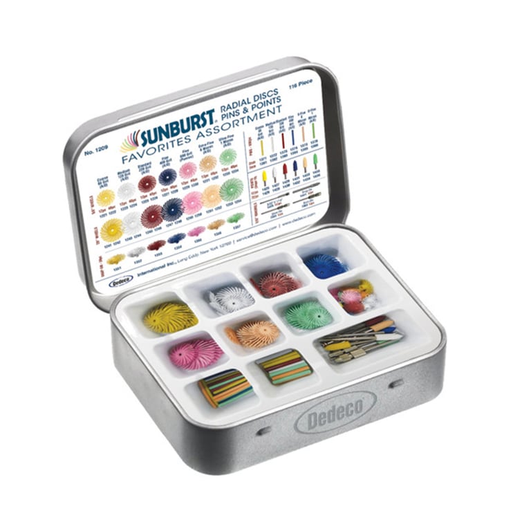 SUNBURST Favorites 116-Piece Assortment Kit. Includes: 4 each 5/8" and 7/8" TC discs in 80-, 120