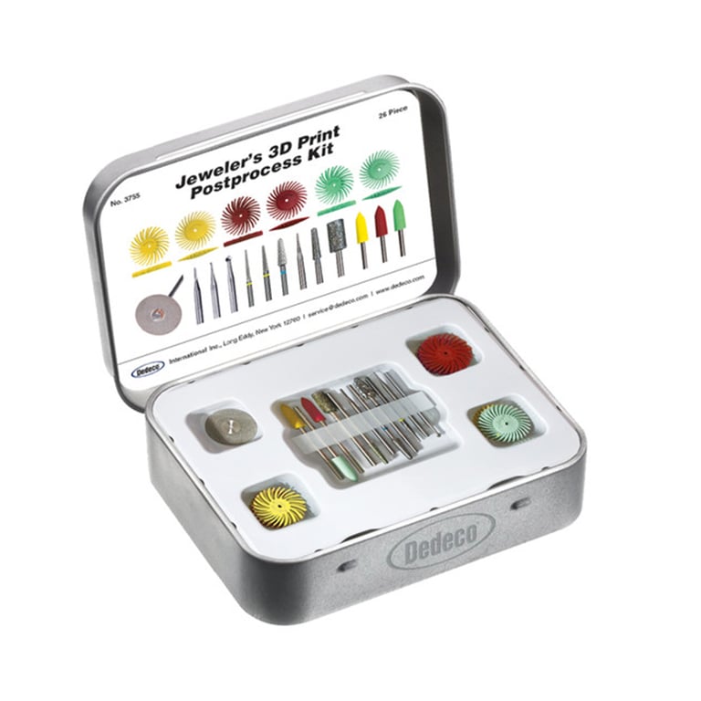 SUNBURST Jeweler's 24-Piece 3D Print Post Process Kit. Includes: 3 aluminum oxide points