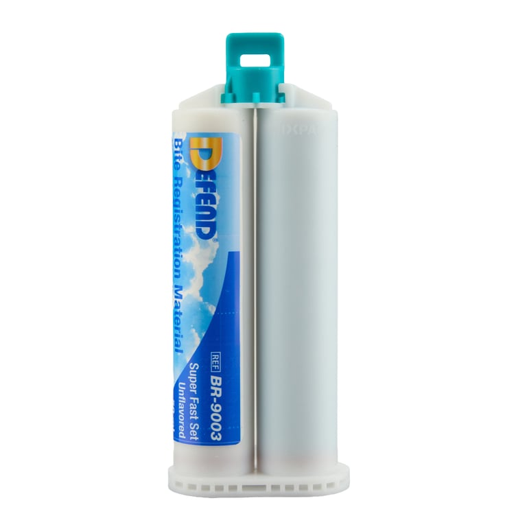 Defend Bite Registration Material, Unflavored Super Fast Set, 2 - 50 mL Cartridges and 6 Mixing
