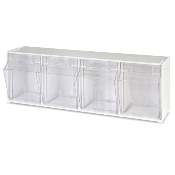 Deflecto 4 Bin Interlocking Tilt Storage System. Create a custom supply station with versatile