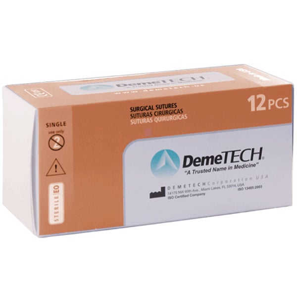 DemeCAPRONE 5/0, 30" (75 cm) Polyglecaprone 25 Absorbable, Purple Suture, 12/Box. Reverse Cutting