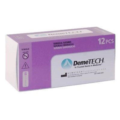DemeSORB 4/0, 30" (75cm) Polyglycolic Absorbable Braided, Coated, Colorless (PGA274019F4P)