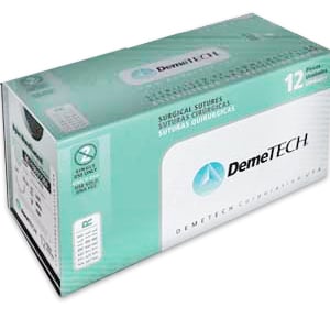 DemeLON 5/0, 30" (75 cm) Nylon Monofilament Non-absorbable, Black Suture, 12/Box with Reverse