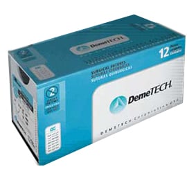DemeSILK 3/0, 18" (45 cm) Silk, Non-Absorbable, Black Braided Suture, 12/Box. Reverse Cutting DX-8
