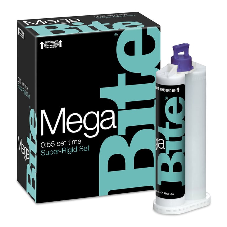 Mega Bite Super-Rigid VPS Bite Registration, Quick Set, Peppermint Teal, 48mL Cartridge, 2/Pk