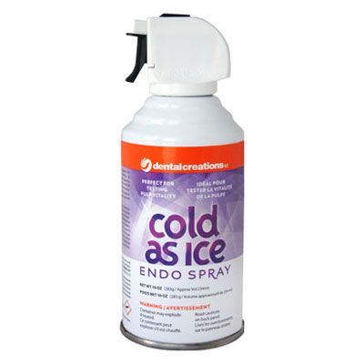 Cold as Ice Endo Spray, 10 oz. Can. Perfect for on the spot testing of pulp health. The spray