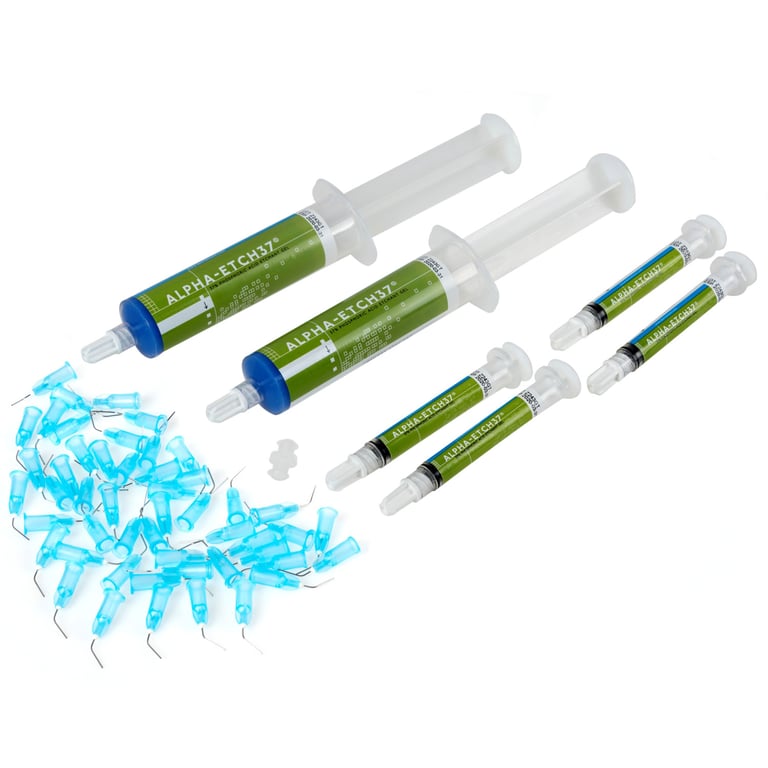 Alpha-Etch 37 Alpha-Etch37 37% Phosphoric Acid Blue Etchant Gel 25mL Syringe Kit. Includes: 2 x