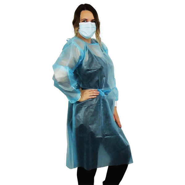 Ree-Gown Isolation Gown Front Coated Level II with Knit Cuffs, Large, 10/Pk. Front coated only