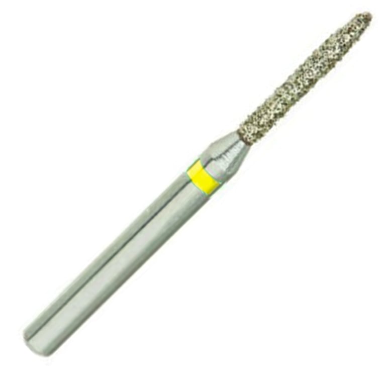 ValuDiamond FG #862.010 Extra Fine Grit Flame Shaped Diamond Bur, 10/Pk. Head size 1.0mm, head