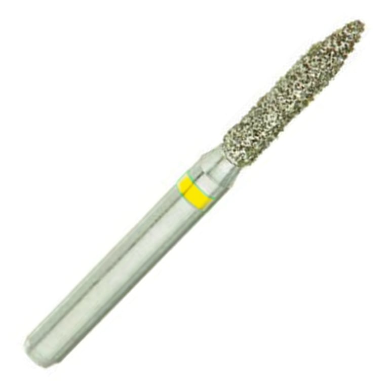 ValuDiamond FG #862.014 Extra Fine Grit Flame Shaped Diamond Bur, 10/Pk. Head size 1.4mm, head