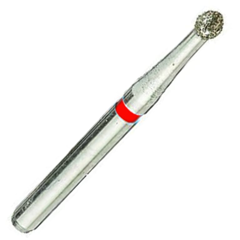 ValuDiamond FG #801.016 Fine Grit Round Diamond Bur, 10/Pk. Head size 1.6mm, head length 1.4mm