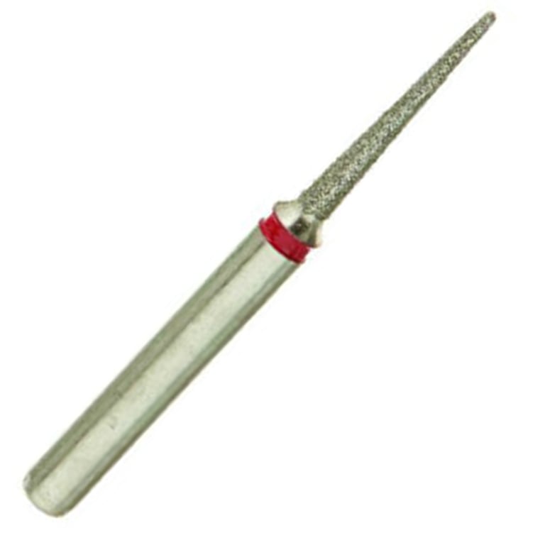 ValuDiamond FG #858.010 Fine Grit Pointed Cone Diamond Bur, 10/Pk. Head size 1.0mm, head length