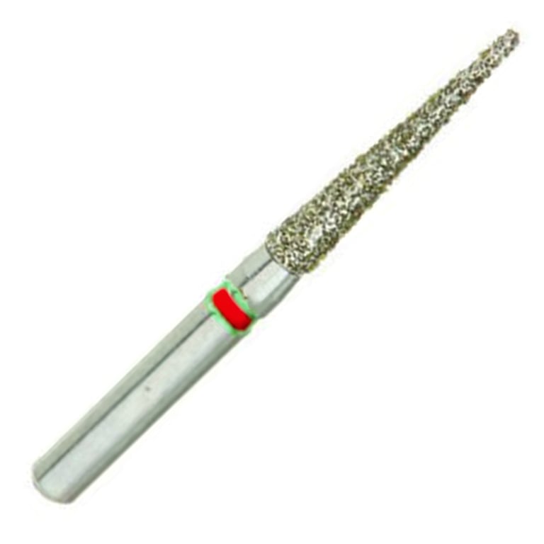 ValuDiamond FG #859.016 Fine Grit Pointed Cone Diamond Bur, 10/Pk. Head size 1.6mm, head length