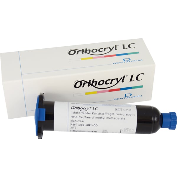 Orthocryl LC Light Curing Acrylic - Clear, 30 g cartridge. Ready-to-use orthodontic acrylic