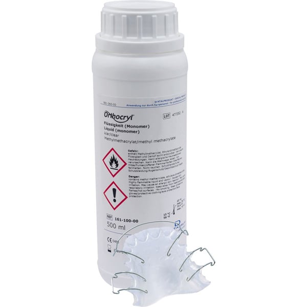 Orthocryl Cold Curing Resin Liquid, Clear, 500 ml Bottle. | Net32