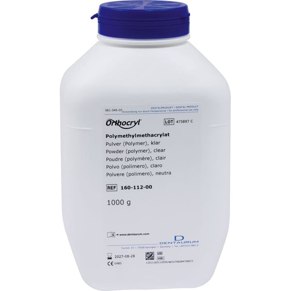 Orthocryl Cold Curing Resin Powder, Clear, 1kg/Jar