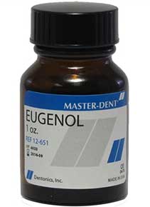 Master-Dent Eugenol USP Grade 1oz (30 ml) Bottle. Used in various restorative, endodontic