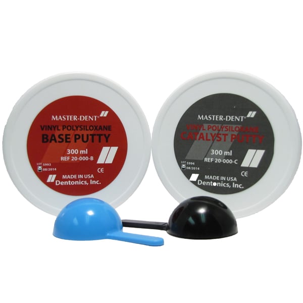 Master-Dent PVS Putty/Putty - Regular Set: 300 ml Catalyst, 300 ml Base and 2 Scoops