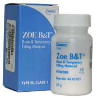 Zoe B&T self-cure, zinc oxide eugenol temporary filling material, 25 gram bottle of powder