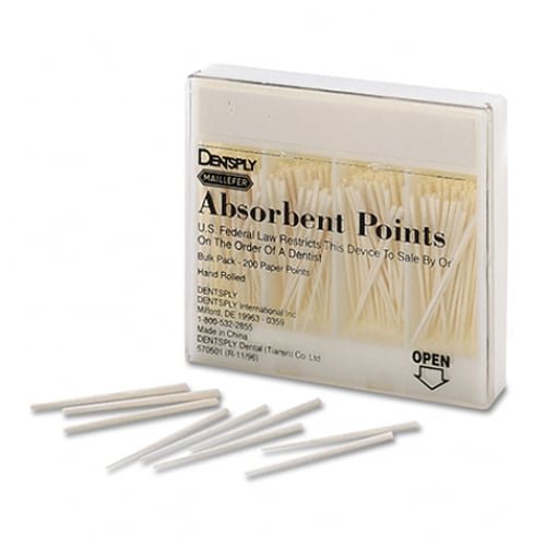 Maillefer Coarse Hand-Rolled white Absorbent Paper Points, Package of 200 points (bulk pack)